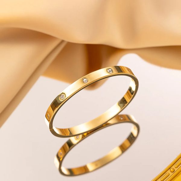 stainless steel Bangle bracelet daimond stone for girls and women